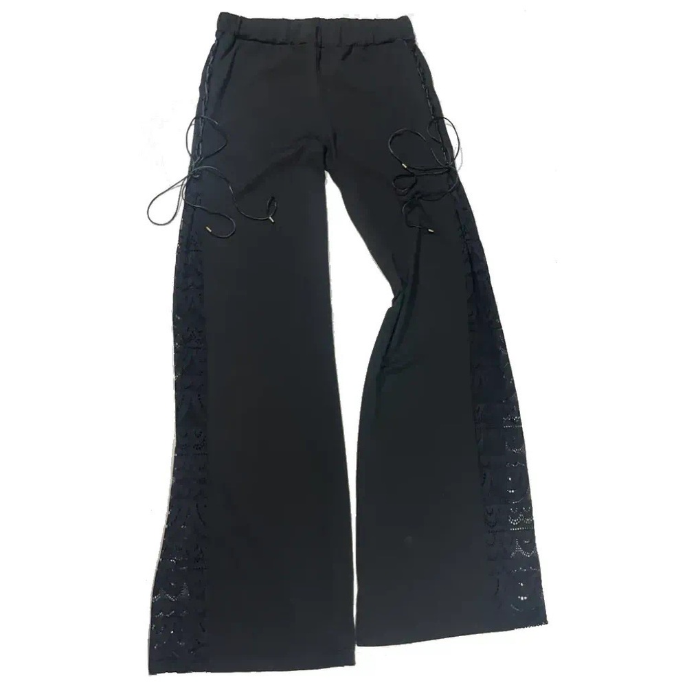 Sexy boutique Wide bell bottom flare lace panel tie-up bell bottoms size M/L